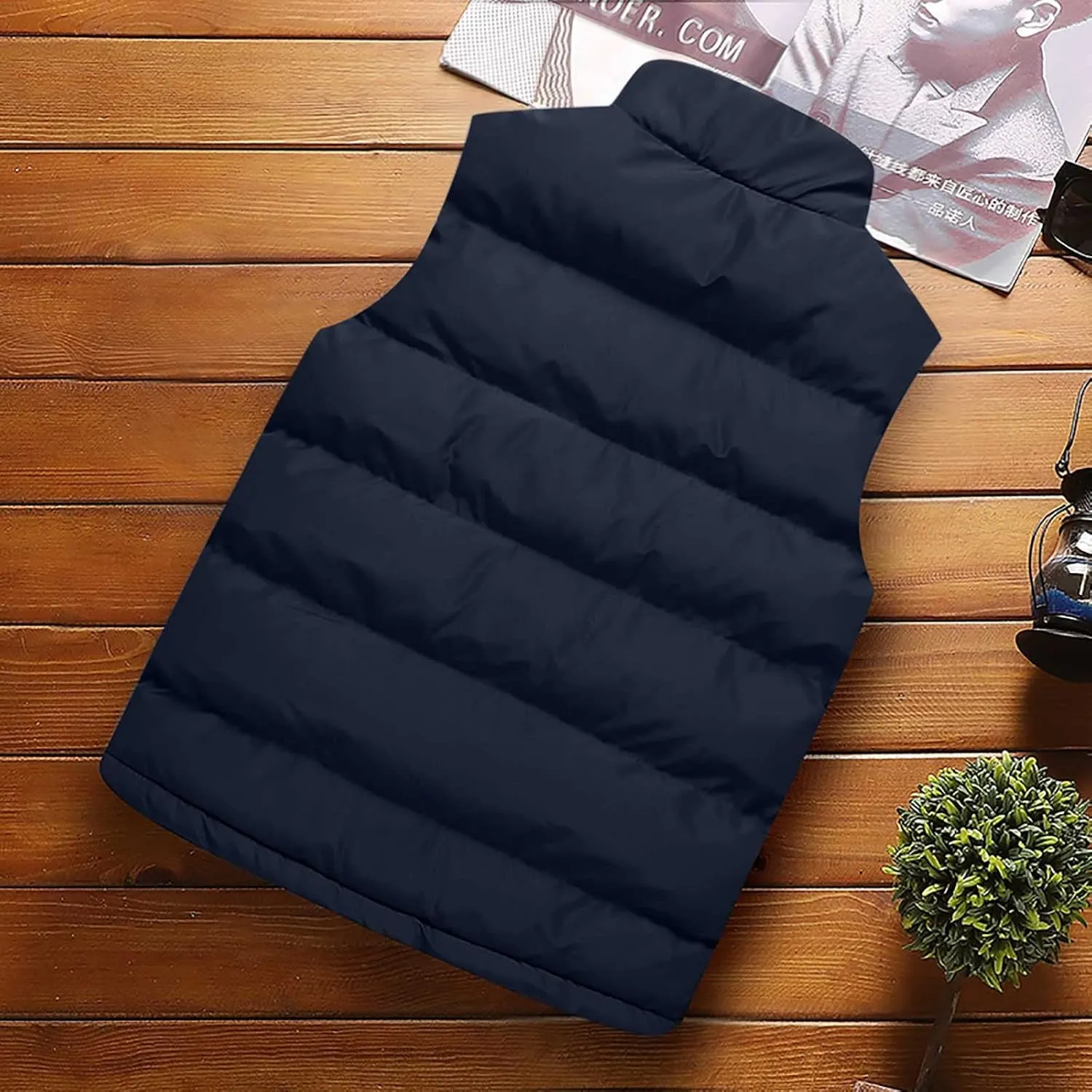 Women Padded Down Vest Puffer Stand Collar Sleeveless Jacket Outerwear Winter Warm Quilted Vest Coat