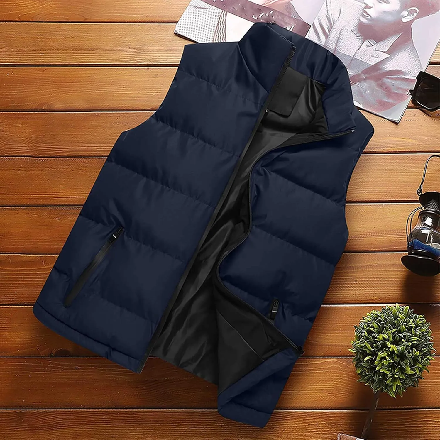 Women Padded Down Vest Puffer Stand Collar Sleeveless Jacket Outerwear Winter Warm Quilted Vest Coat