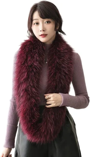Women Warm Scarves Real Fox Hair Infinite Loop Scarf Winter Wrap Neck Warmer Wedding Party