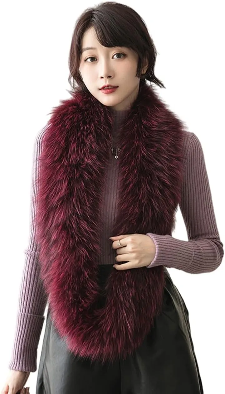 Women Warm Scarves Real Fox Hair Infinite Loop Scarf Winter Wrap Neck Warmer Wedding Party