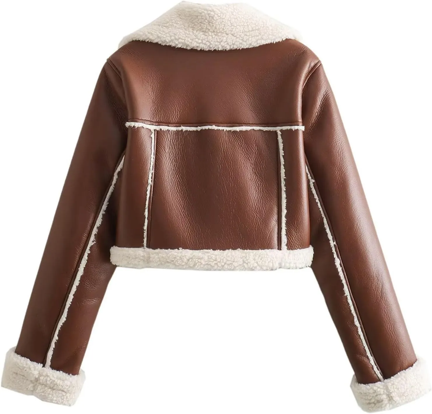 Women Winter Leather Jacket Thicken Fleece Lined Motorcycle Jacket Faux Fur Shearling Fluffy Coat Bomber Coats