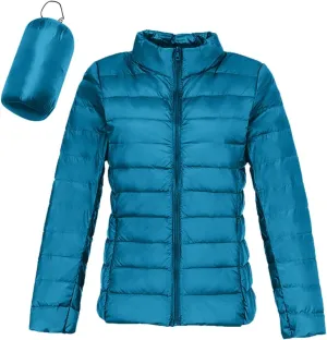 Women's 2024 Packable Puffer Jacket Lightweight Duck Down Short Quilted Down Stand Collar Slim Fit Warm Puffer Coat