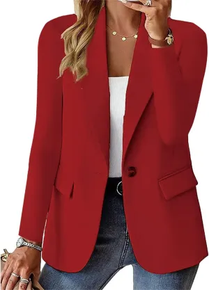 Women's Blazer Business Casual Lightweight Suit Notch Collar Work Office Suit Jackets Elegant Long Sleeve Dressy Jacket