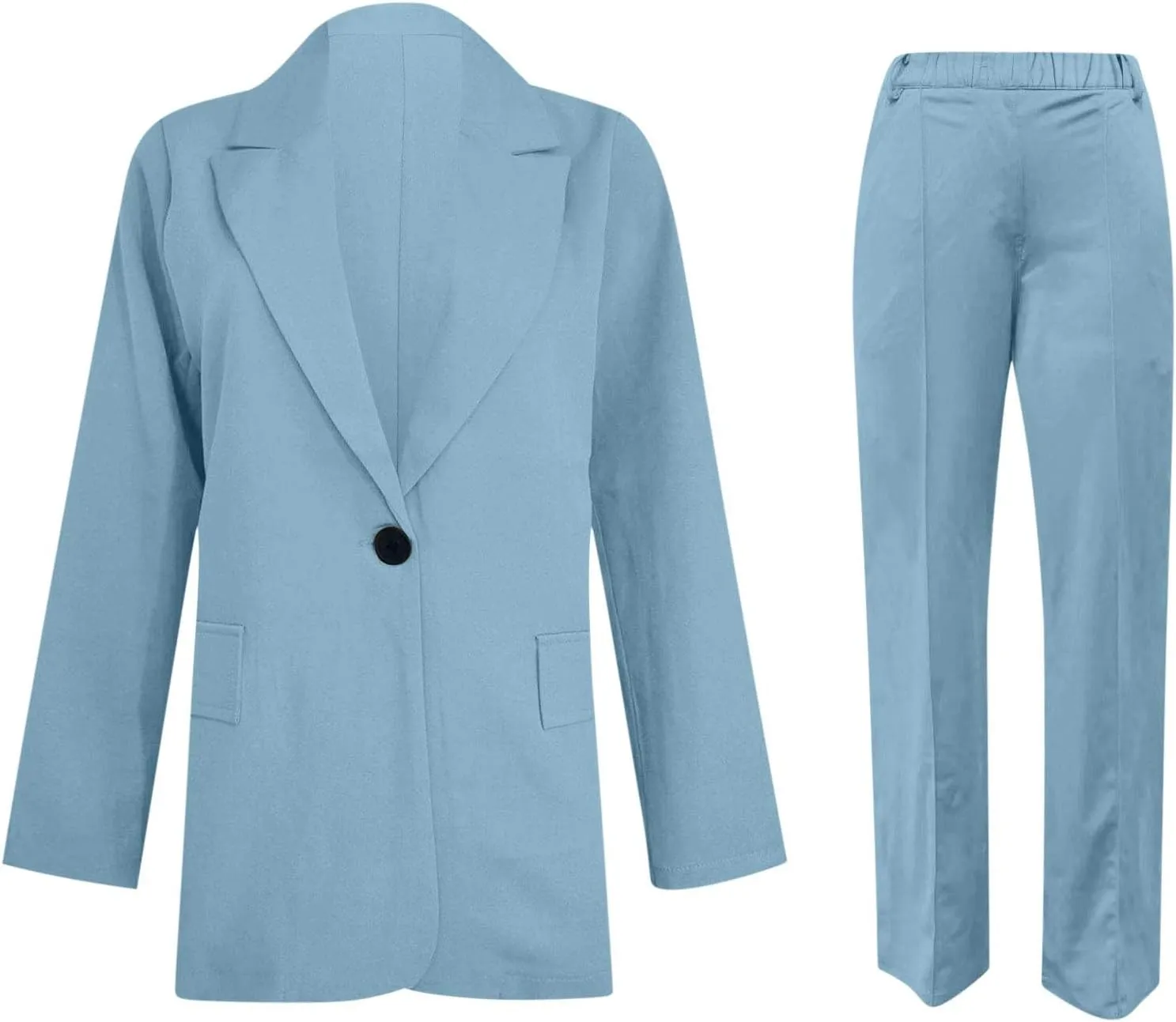 Womens Blazer Casual Long Sleeve Button Down Jackets Loose Lapel Suit Jacket Trendy Solid Outerwear with Pockets
