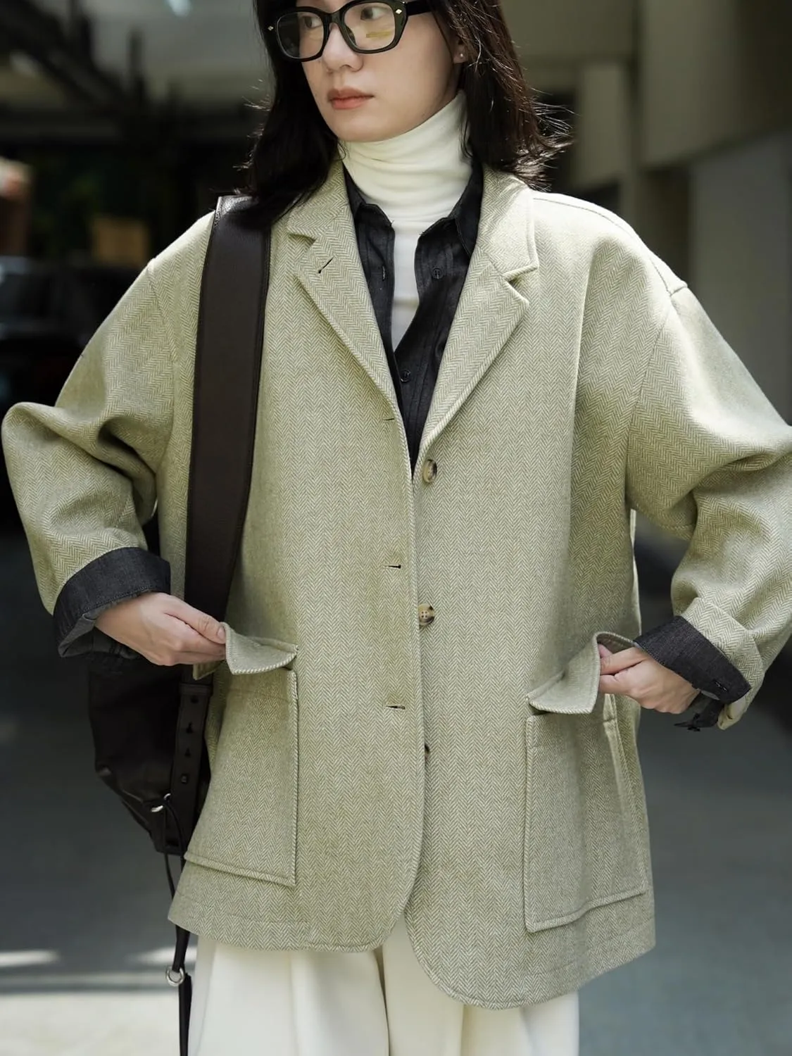 Women's Blazer Jacket Autumn Vintage Lapel Loose Suits for Women