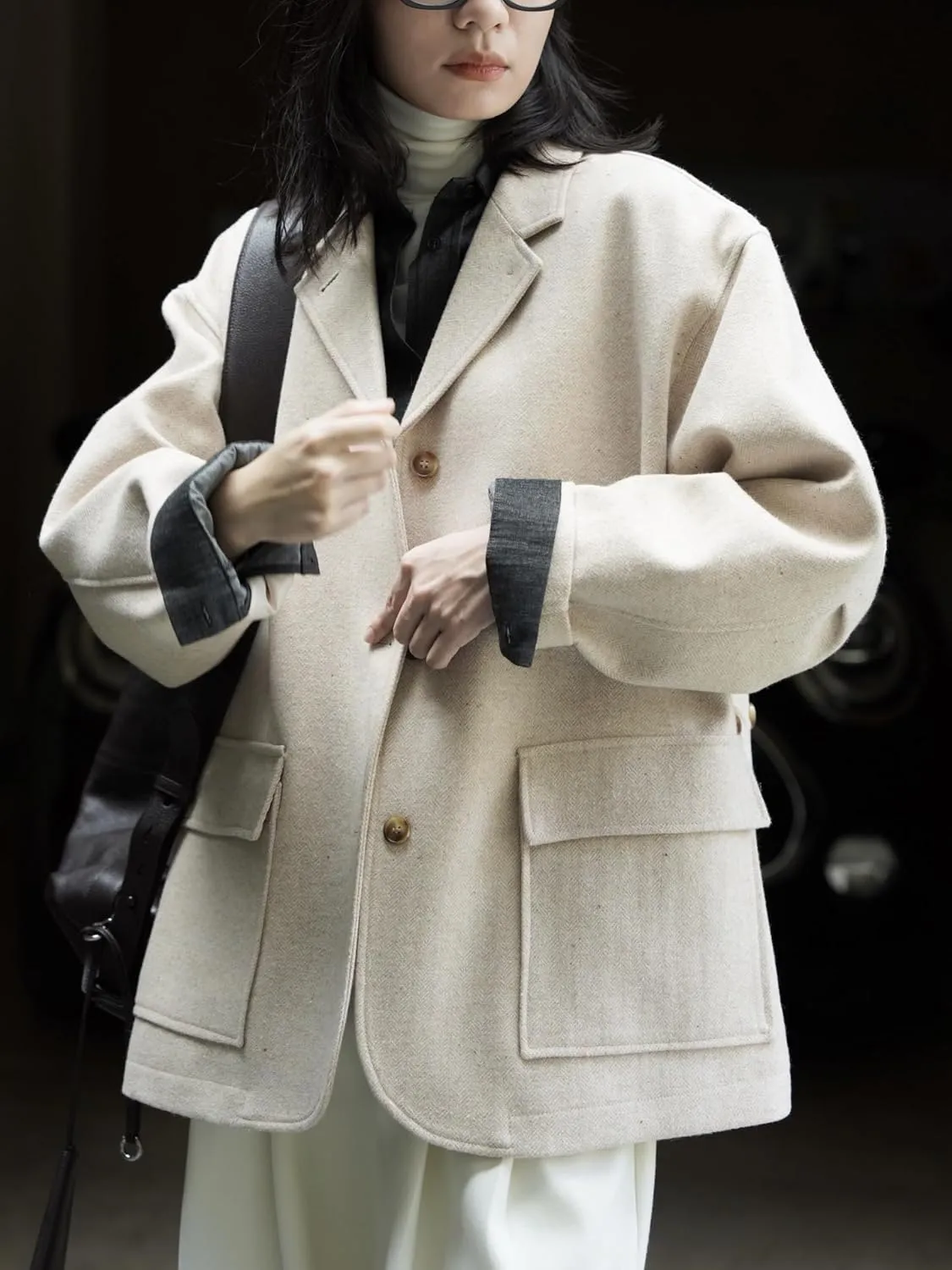 Women's Blazer Jacket Autumn Vintage Lapel Loose Suits for Women