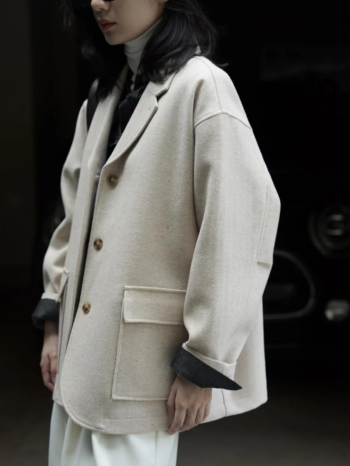 Women's Blazer Jacket Autumn Vintage Lapel Loose Suits for Women