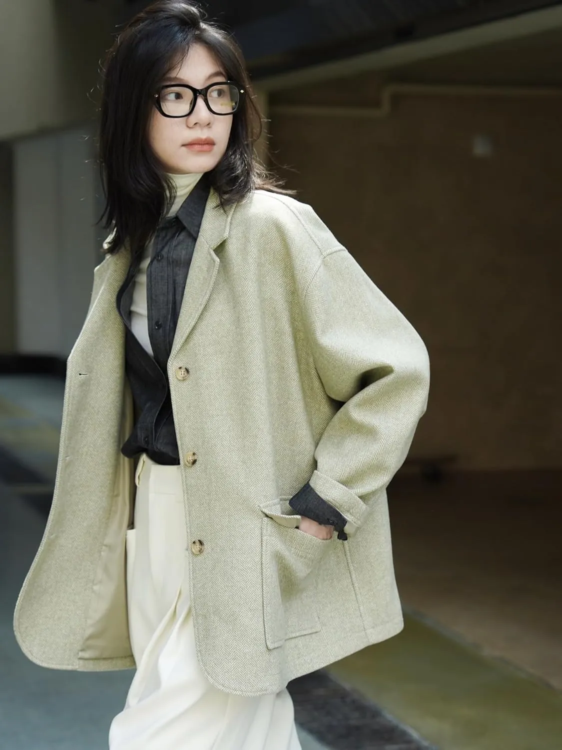 Women's Blazer Jacket Autumn Vintage Lapel Loose Suits for Women