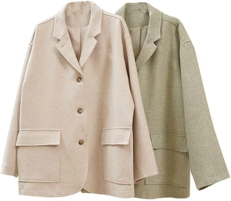 Women's Blazer Jacket Autumn Vintage Lapel Loose Suits for Women