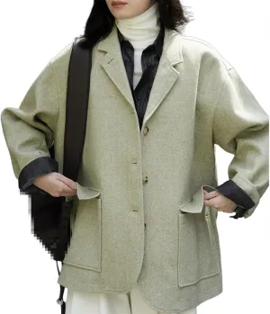 Women's Blazer Jacket Autumn Vintage Lapel Loose Suits for Women