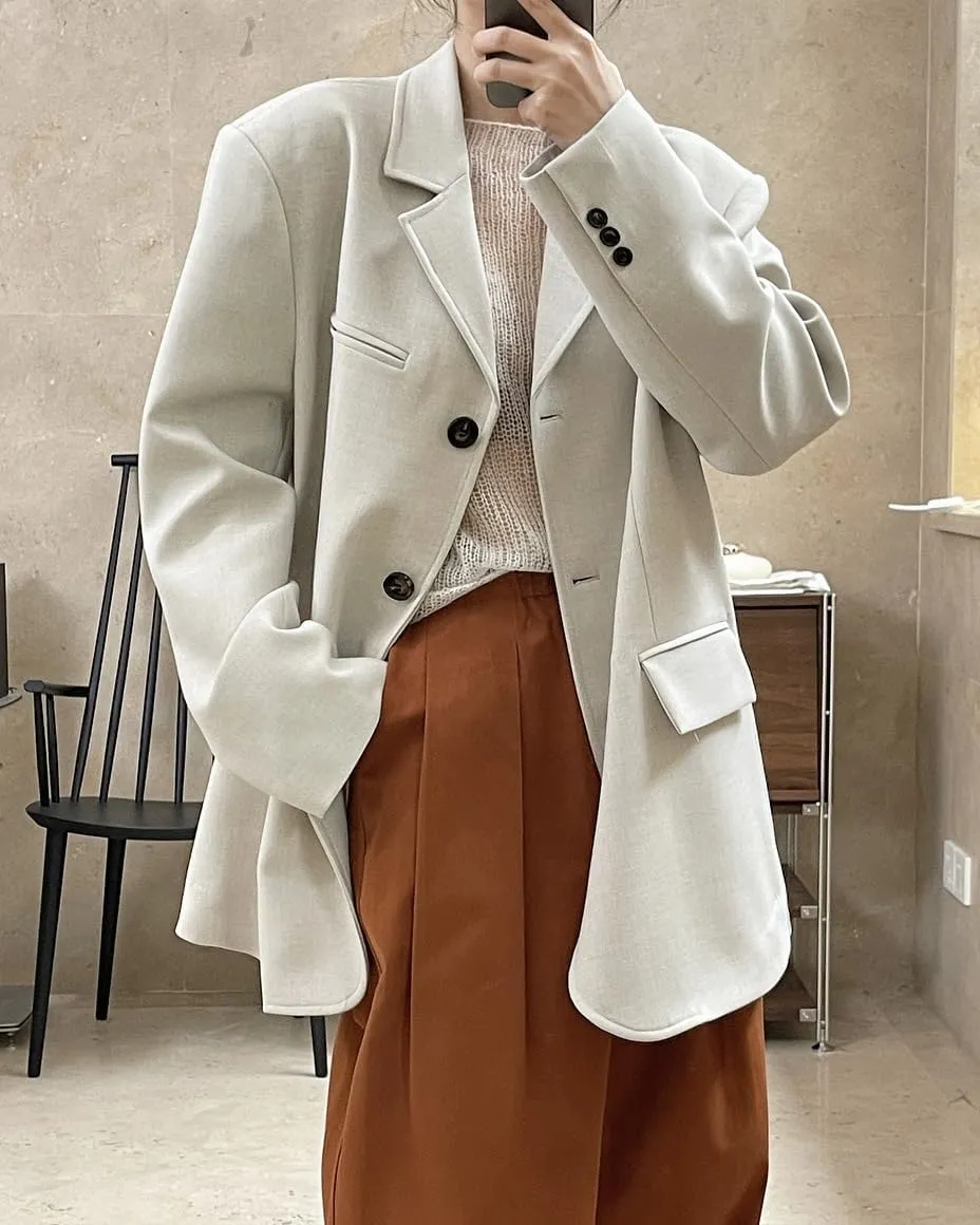 Women's Blazer Jacket Spring Vintage Lapel Loose Suits