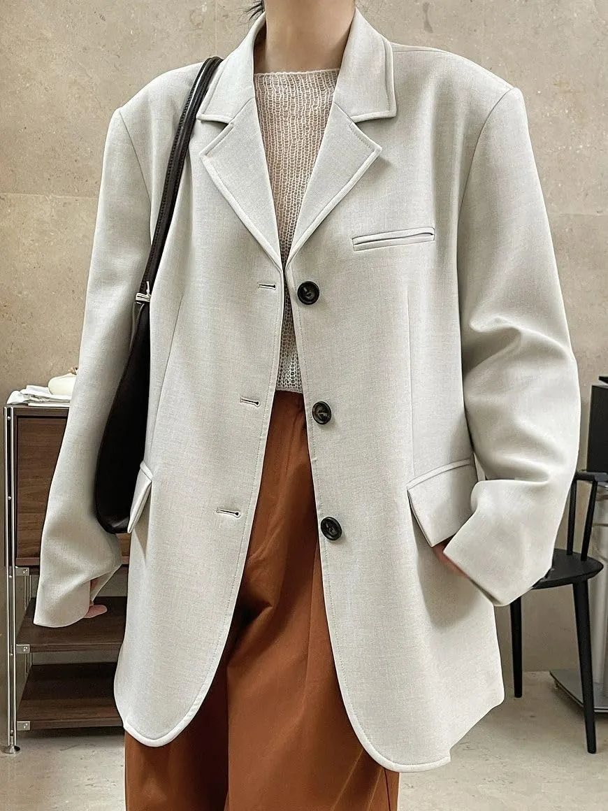 Women's Blazer Jacket Spring Vintage Lapel Loose Suits