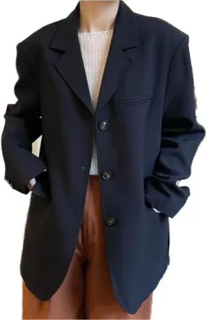 Women's Blazer Jacket Spring Vintage Lapel Loose Suits
