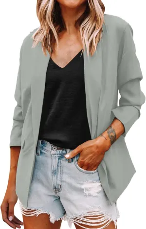 Women's Blazers & Suit Jackets Tweed Womens Tops Open Front Work Plaid Blazers Loose Fit With Pockets Blazers
