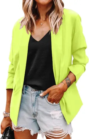 Women's Blazers & Suit Jackets Tweed Womens Tops Open Front Work Plaid Blazers Loose Fit With Pockets Blazers