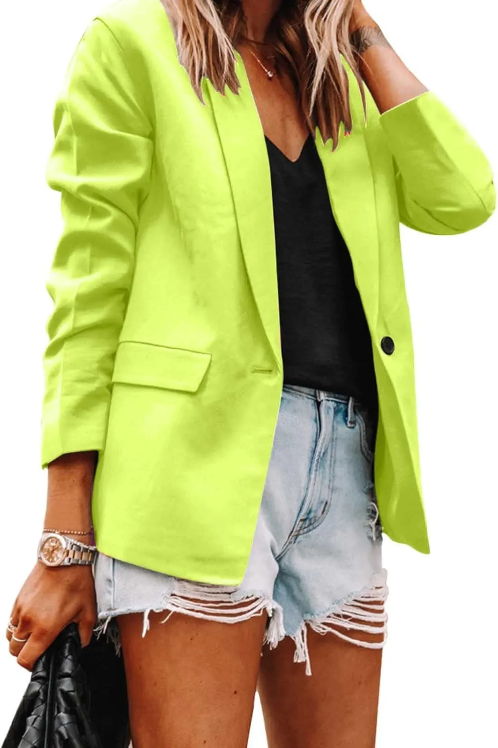 Women's Blazers & Suit Jackets Tweed Womens Tops Open Front Work Plaid Blazers Loose Fit With Pockets Blazers