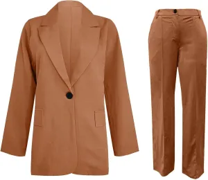 Womens Blazers for Work Casual Long Sleeve Suit Jackets Open Front Button Jackets Trendy Outerwear with Pockets