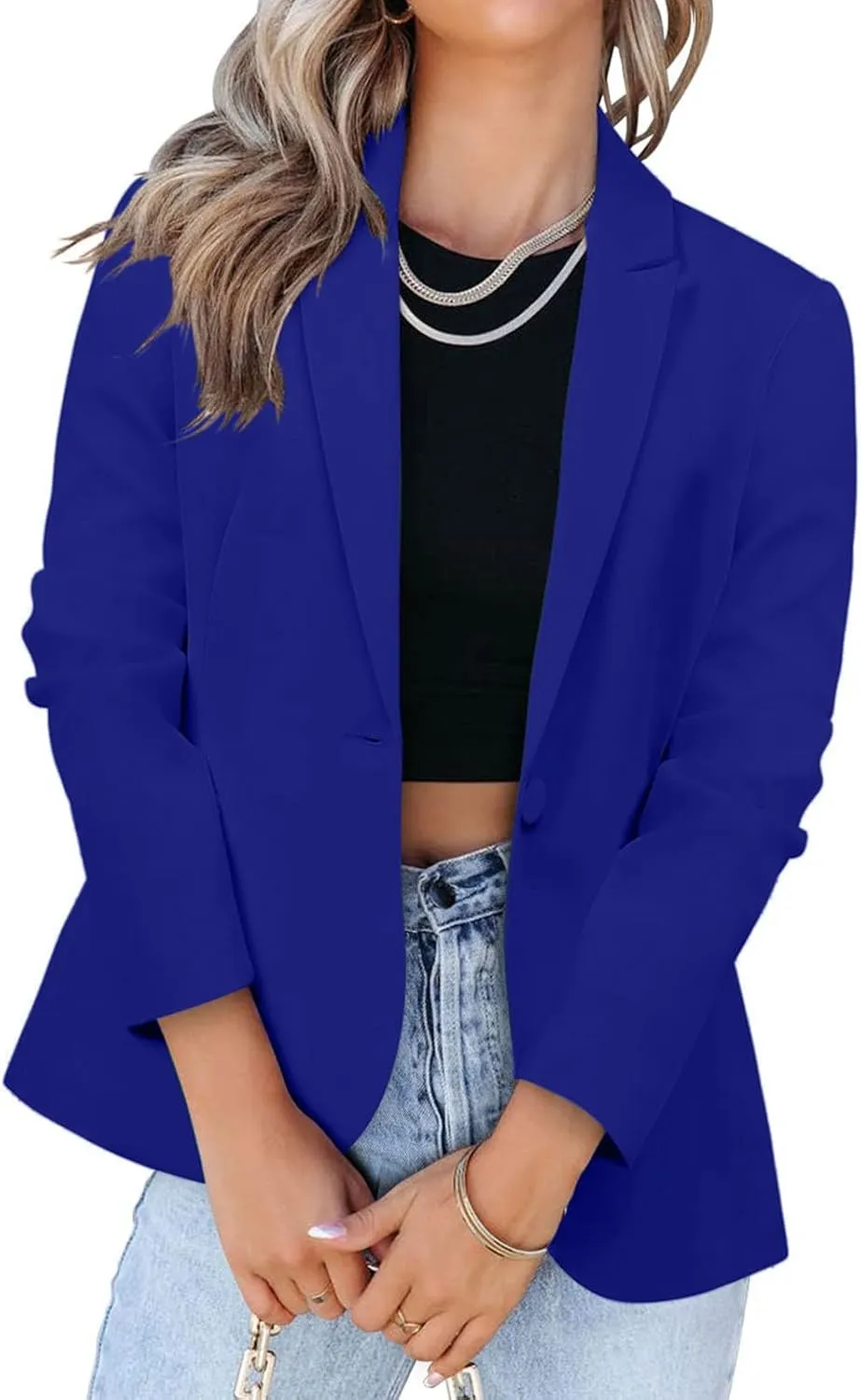 Womens Blazers for Work Casual Open Front Blazer Long Sleeve Work Office Jacket Lapel Collar Cardigan Jacket