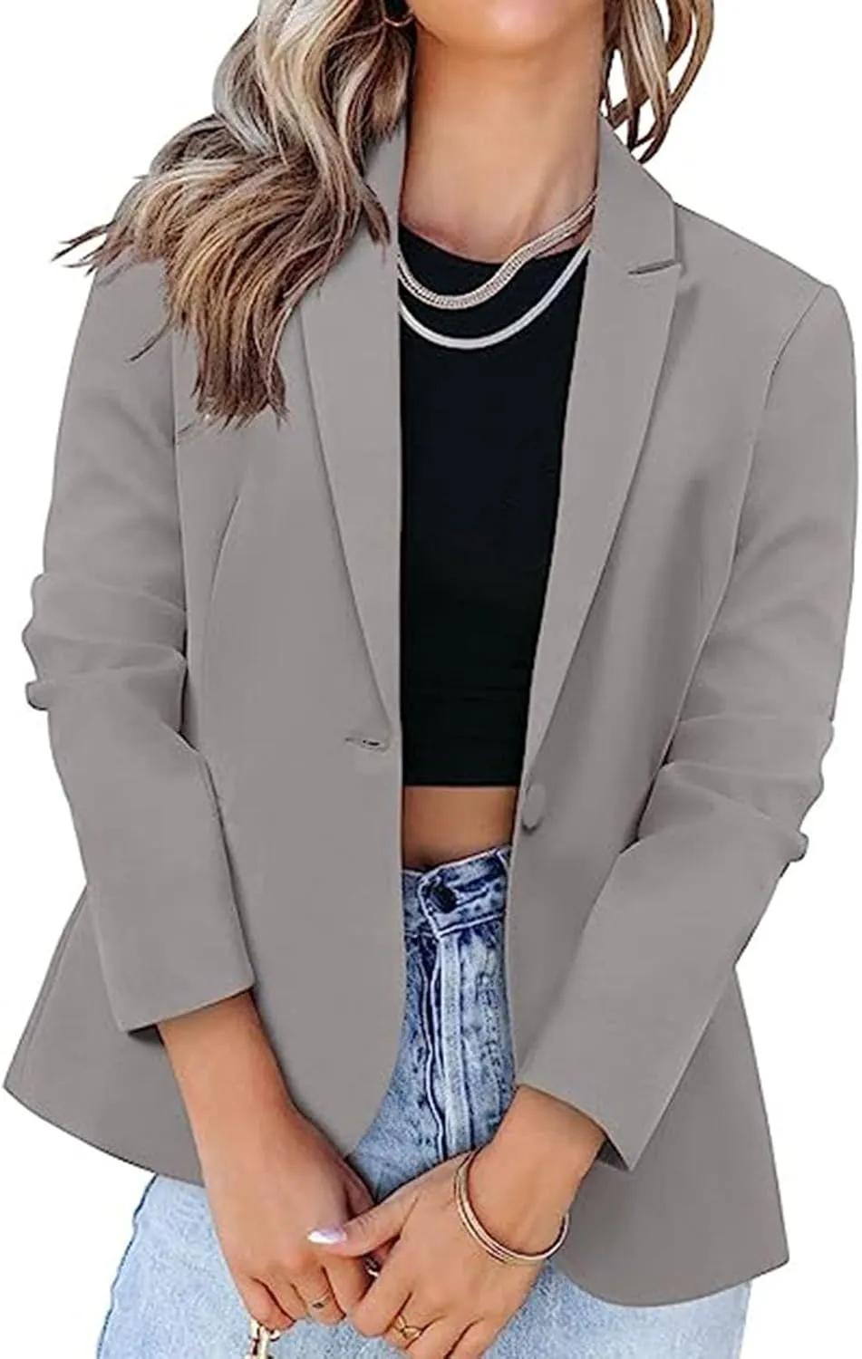 Womens Blazers for Work Casual Open Front Blazer Long Sleeve Work Office Jacket Lapel Collar Cardigan Jacket