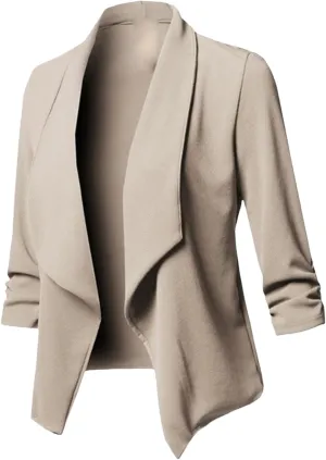Womens Business Casual Blazer Shawl Collar Suit Jackets Open Front Long Sleeve Blazers Slim Fit Outwear Summer Coat
