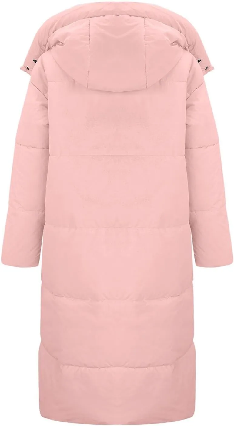 Womens Coats Winter Quilted Zip Up Puffer Jacket Oversized Long Sleeve Packable Down Outwear With Pocket