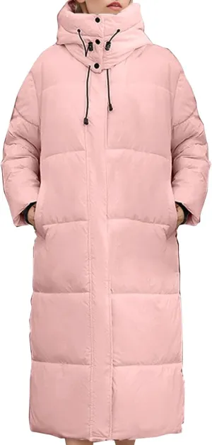 Womens Coats Winter Quilted Zip Up Puffer Jacket Oversized Long Sleeve Packable Down Outwear With Pocket