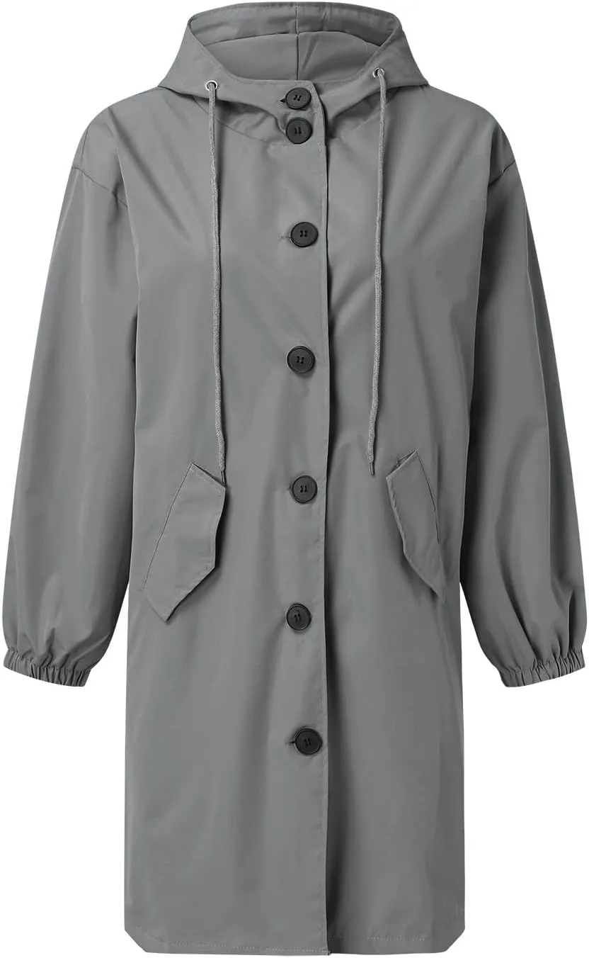 Women's Elegant Notched Collar Double Button Slim Long Wool Blend Pea Coat Jacket