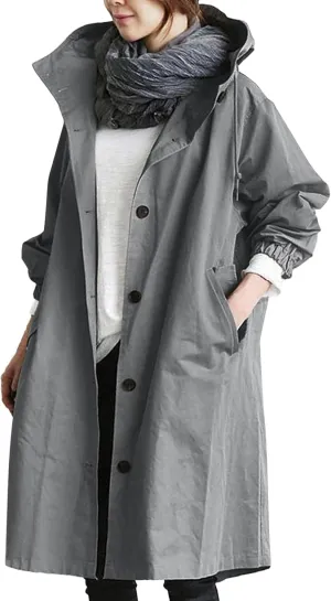 Women's Elegant Notched Collar Double Button Slim Long Wool Blend Pea Coat Jacket