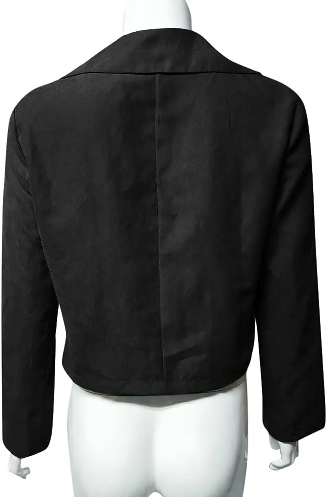 Women's Fashion Fall Leather Jacket Long Sleeve Zip Up Lapel Belted Motorcycle Jacket Vintage Solid Fitted Coat Outwear