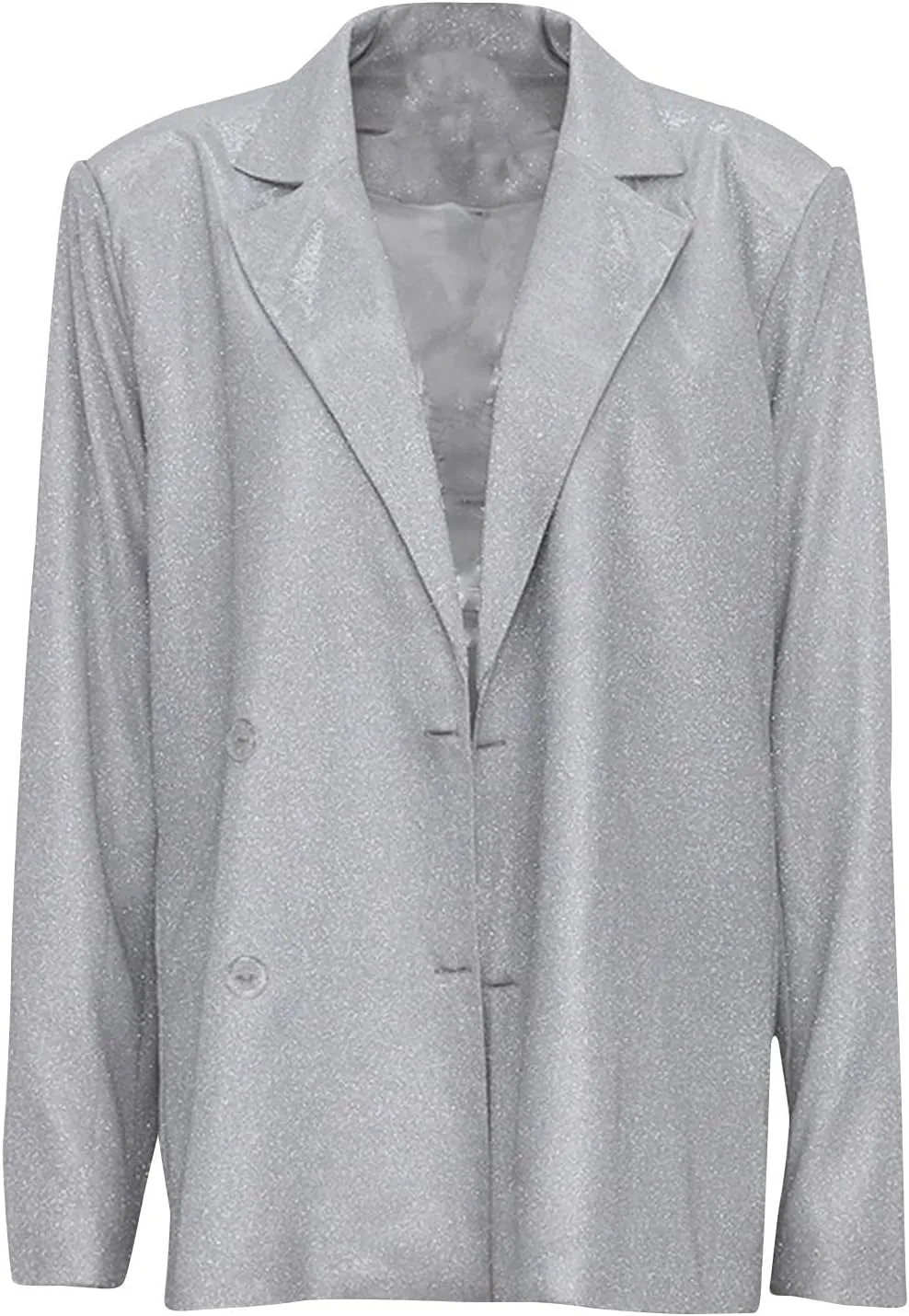 Womens Glitter Shiny Blazers Fashion Dressy Cocktail Party Suit Jackets Long Sleeve Button Down Lapel Outerwear
