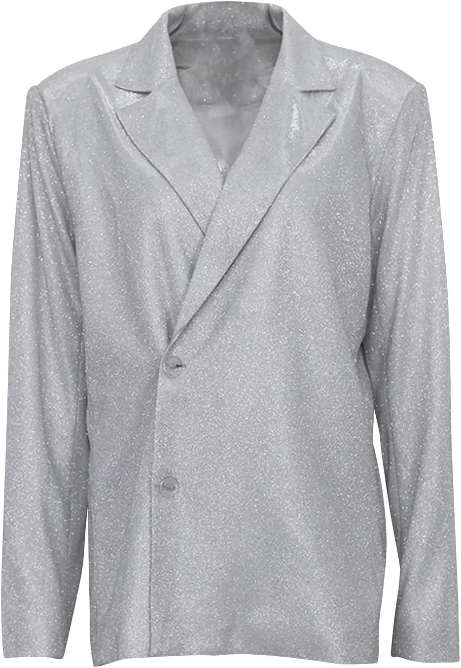 Womens Glitter Shiny Blazers Fashion Dressy Cocktail Party Suit Jackets Long Sleeve Button Down Lapel Outerwear