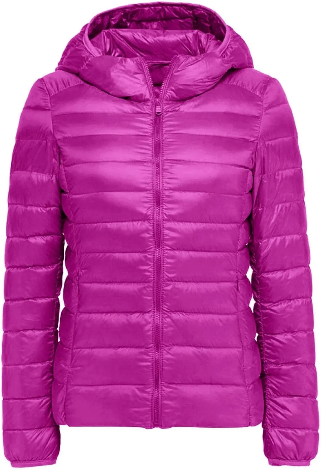 Womens Hooded Jacket Short Down Coat Hooded Packable Puffer Jacket Lightweight Warm Puffy Quilted Coat
