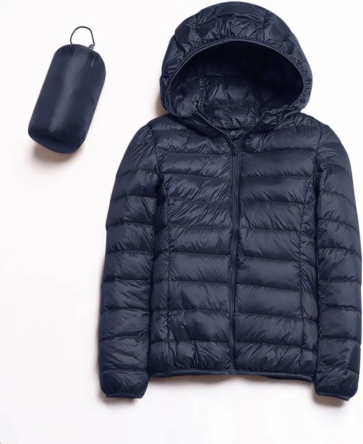 Women's Lightweight Hooded Down Jacket Packable Puffer Coats Puffer Jacket Hooded Windproof Winter Coat