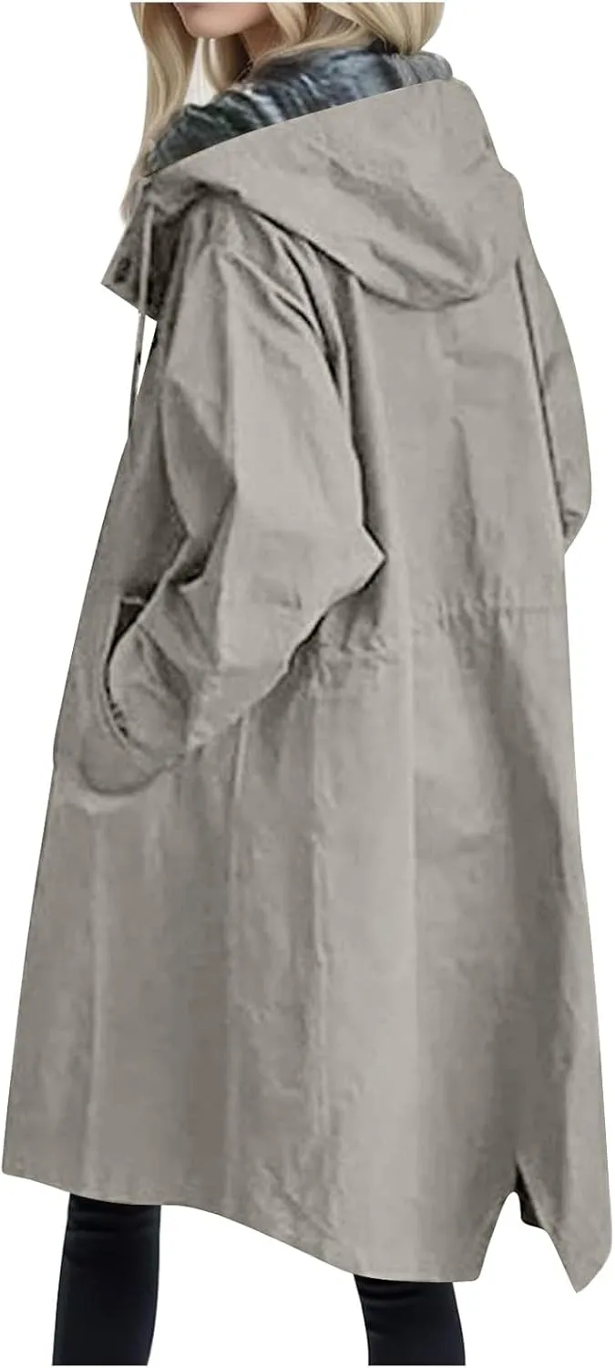 Womens Lightwight Loose Fit Long Jackets Long Sleeve Button Down Oversized Windbreaker Casual Open Front Cardigans