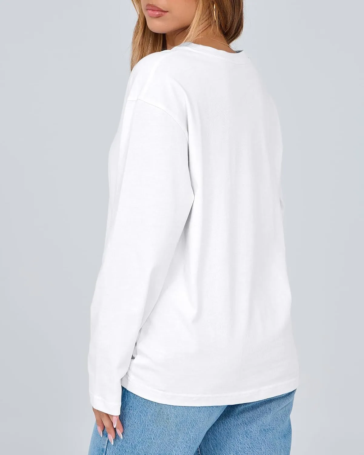 Women's Long Sleeve Crewneck Oversized T Shirts Y2K Loose Fit Casual Tee Tops