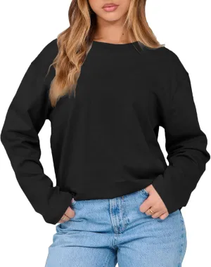 Women's Long Sleeve Crewneck Oversized T Shirts Y2K Loose Fit Casual Tee Tops