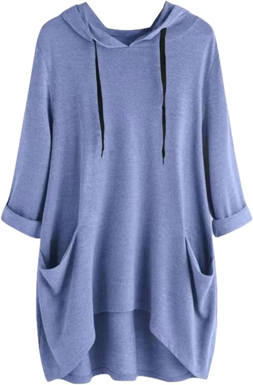 Women's Long-Sleeve Hooded Mini Sweatshirt Dress Oversized Sweatshirts with Pocket Hoodies Pullover Fall Outfits 2024