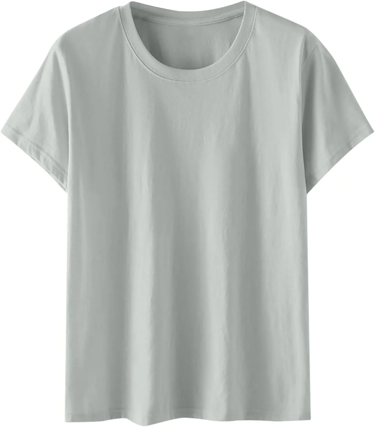 Womens Loose Casual T Shirts Basic Solid Color Crewneck Pullover Summer Short Sleeve Tee Tops Bottoming Shirt