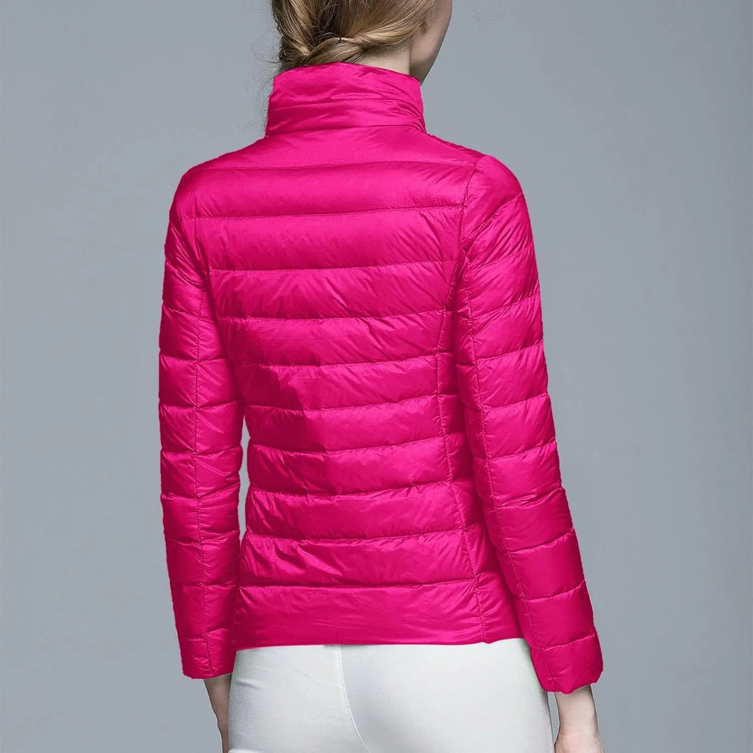 Women's Packable Ultra Light Weight Short Down Jacket Packable Full-Zip Short Puffer Jacket