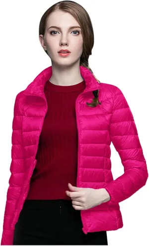 Women's Packable Ultra Light Weight Short Down Jacket Packable Full-Zip Short Puffer Jacket