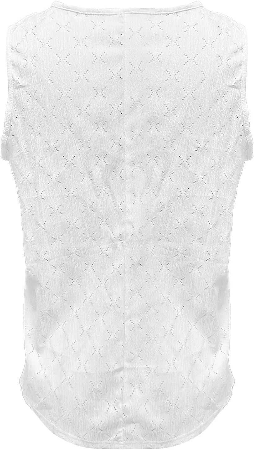 Womens Plus Size Tank Tops Sleeveless Eyelet Embroidery Scoop Neck Loose Fit Casual Summer Flowy Camisoles