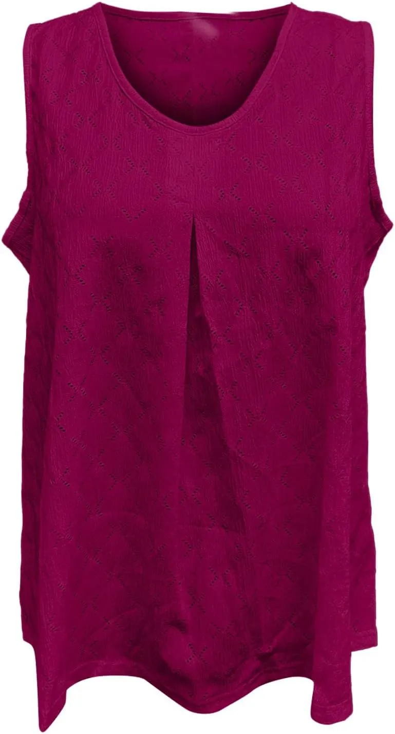 Womens Plus Size Tank Tops Sleeveless Eyelet Embroidery Scoop Neck Loose Fit Casual Summer Flowy Camisoles