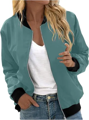 Womens Print Blazers Fashion Zip Up Solid Jacket Coat 2024 Fall Casual Crewneck Long Sleeve Cardigan Tops Work Suits