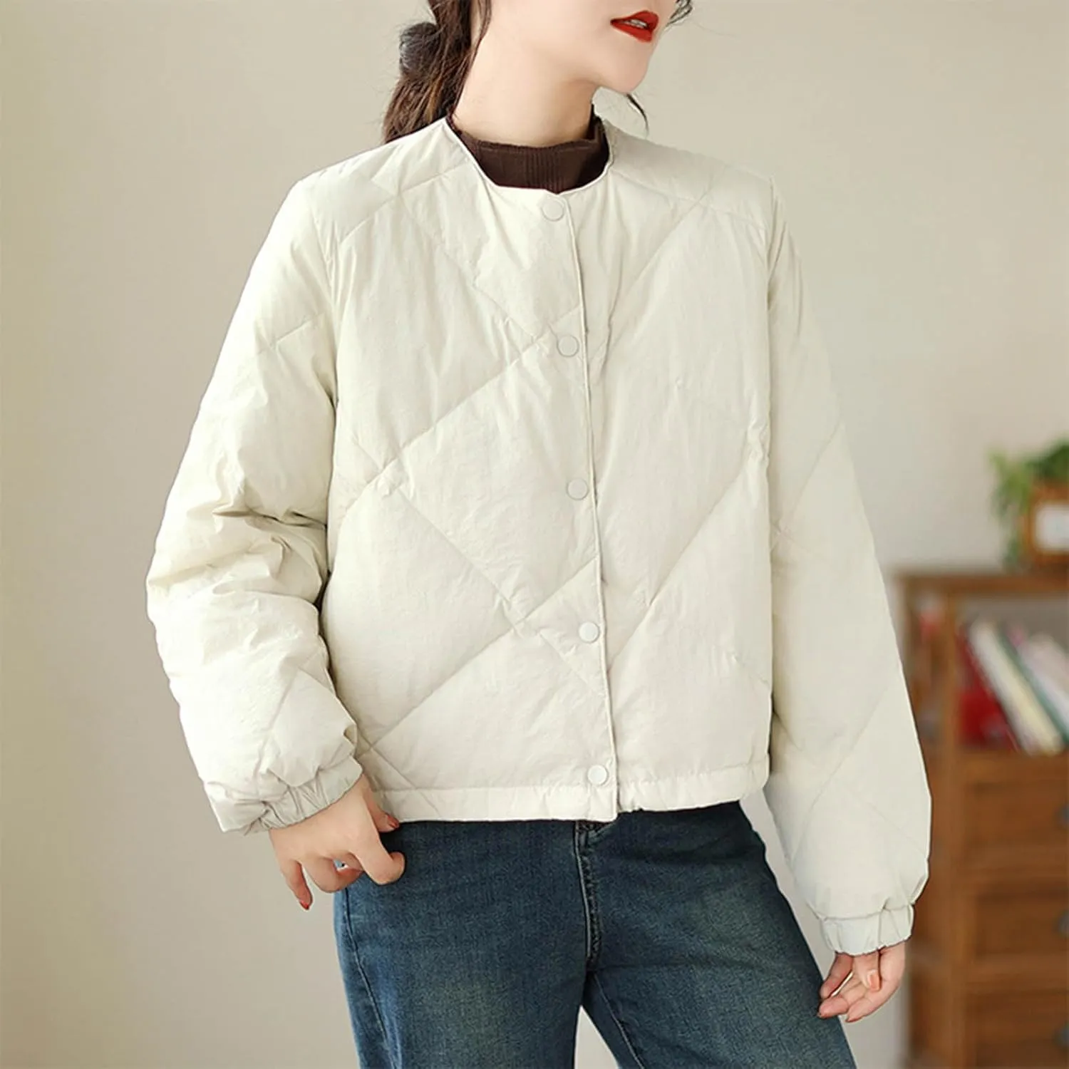 Womens Quilted Jackets for Fall Lightweight Puffer Jacket Crop Down Jacket Insulated Winter Jacket Trendy Outfits