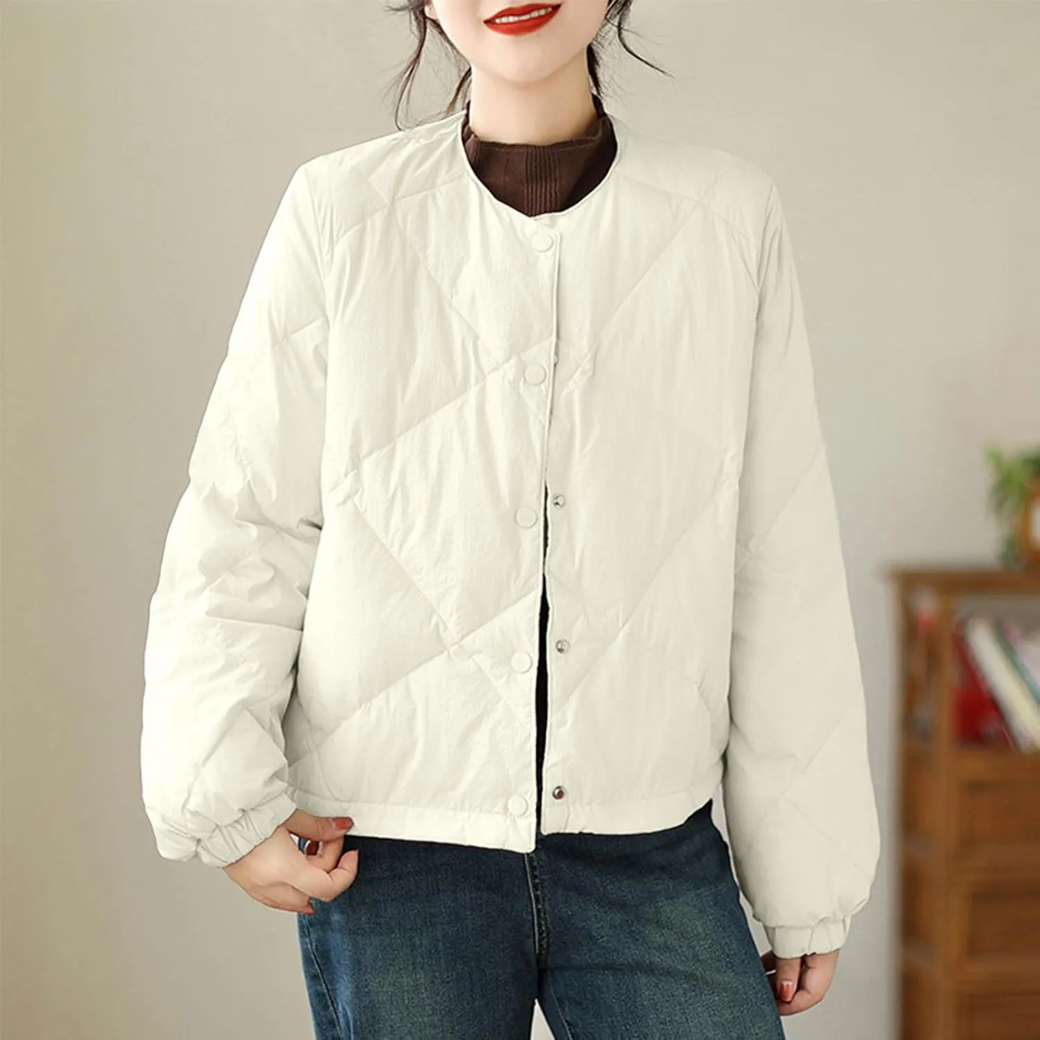 Womens Quilted Jackets for Fall Lightweight Puffer Jacket Crop Down Jacket Insulated Winter Jacket Trendy Outfits