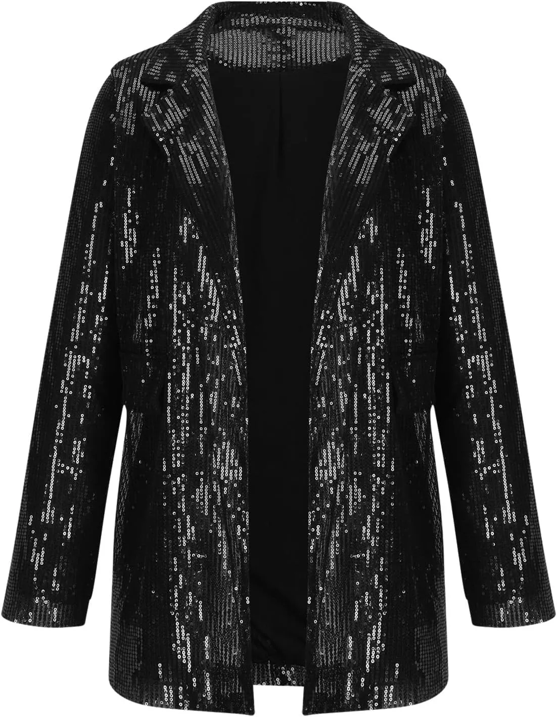 Women's Sequin Jackets Trendy Open Front Blazers Long Sleeve Sparkly Suit Jacket 2024 Casual Glitter Outfit