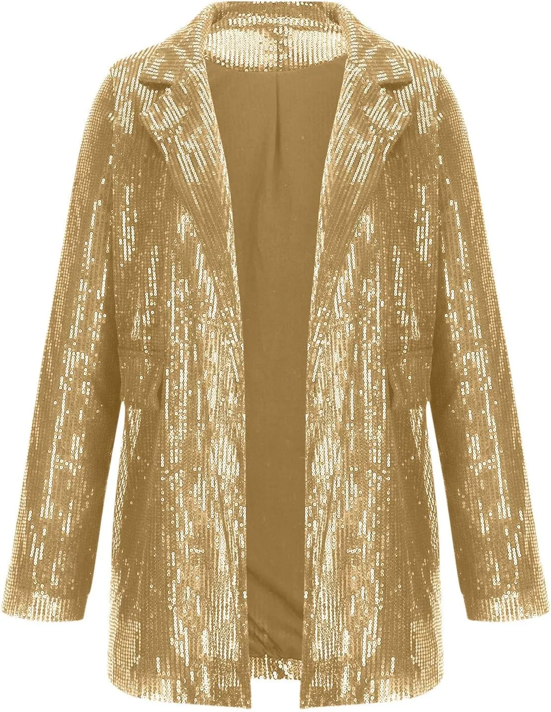 Women's Sequin Jackets Trendy Open Front Blazers Long Sleeve Sparkly Suit Jacket 2024 Casual Glitter Outfit