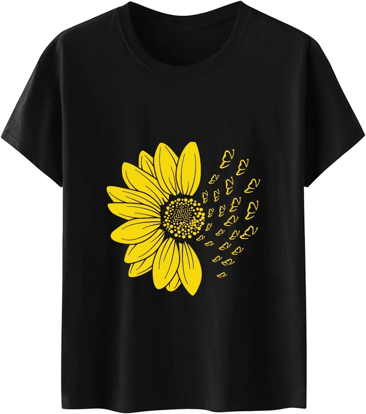 Women's Summer Sunflower T Shirt Cute Flower Graphic Loose Tees Crew Neck Short Sleeve Casual Tops
