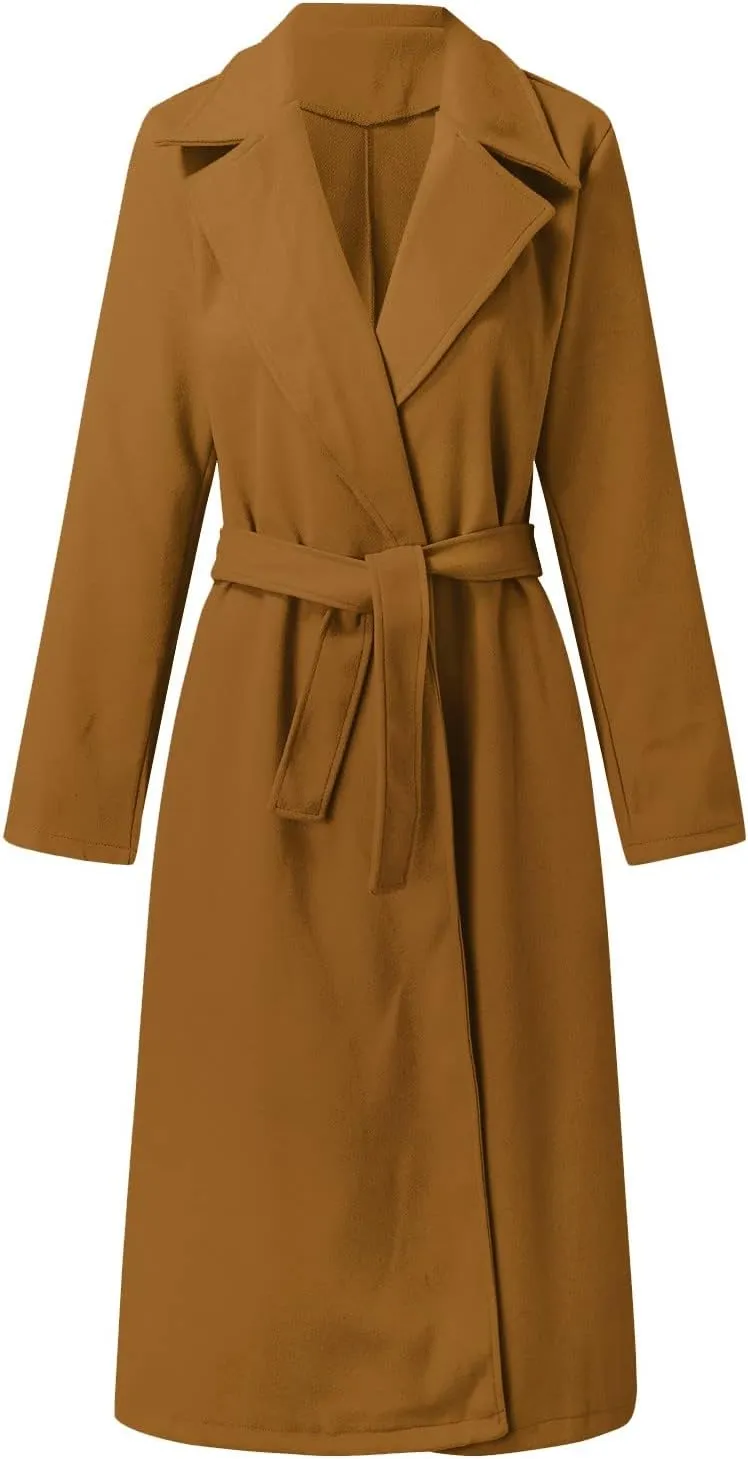 Womens Trench Coat Waterproow Jacket Loose Fitting Warm Winter Outwear Fashion Lapel Rain Trench Coat Women with