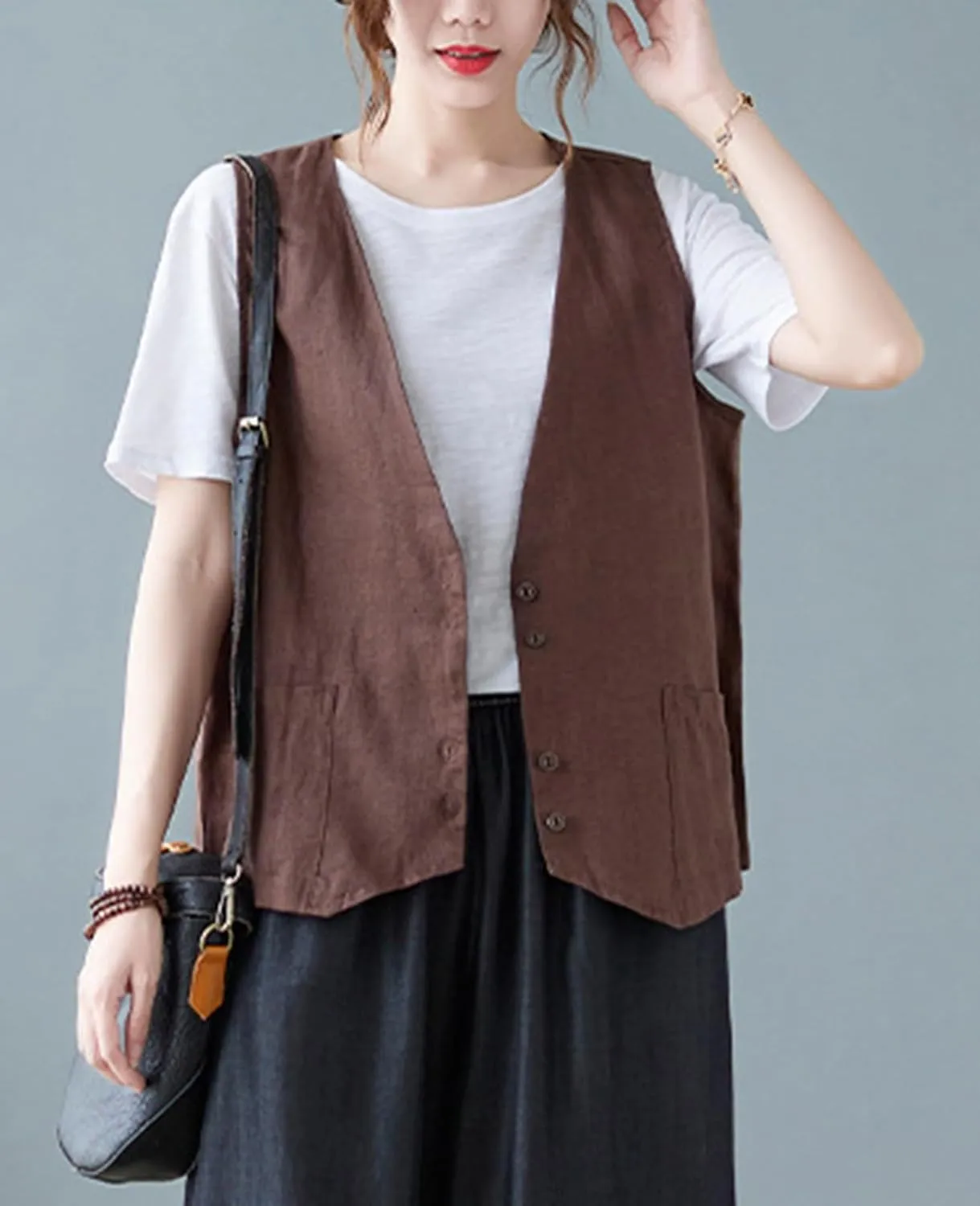 Womens Vest Sleeveless Sweater Tank Tops Loose Fit Round Neck Shirts Summer Blazers Coats